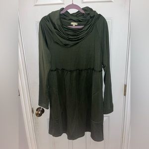 Kori America Army Green Turtle Neck Dress